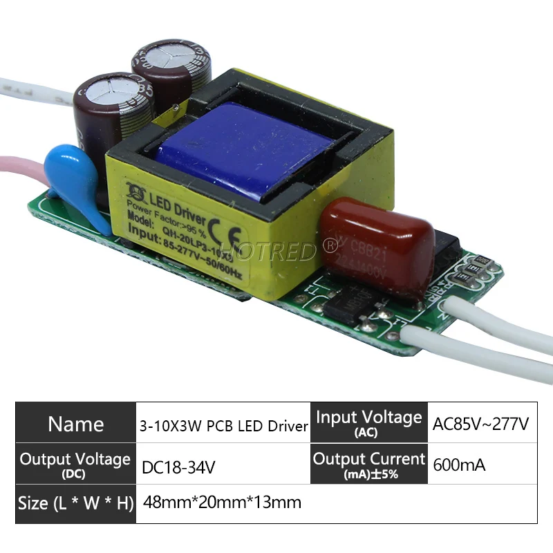 HotRed трансформатор освещения AC85-277V 600mA 650mA