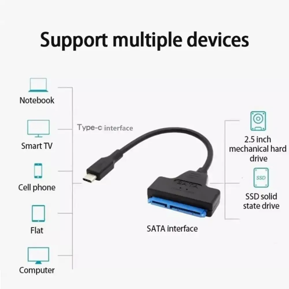 

Высокоскоростной кабель для жесткого диска, расширенное хранилище, USB3.1 Type-C на SATA 22pin, кабель для жесткого диска, HDD, конвертирующий кабель дл...