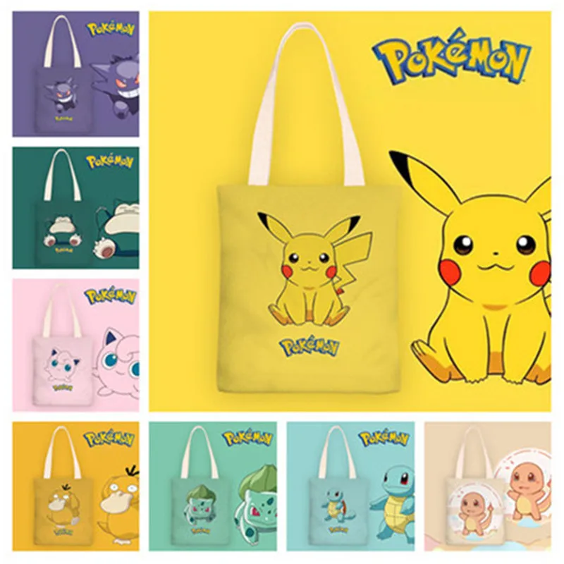 

Мультяшный Аниме Покемон серия Пикачу чармандер Psyduck Bulbasaur Gengar Kawaii на одно плечо диагональная Холщовая Сумка подарок на день рождения
