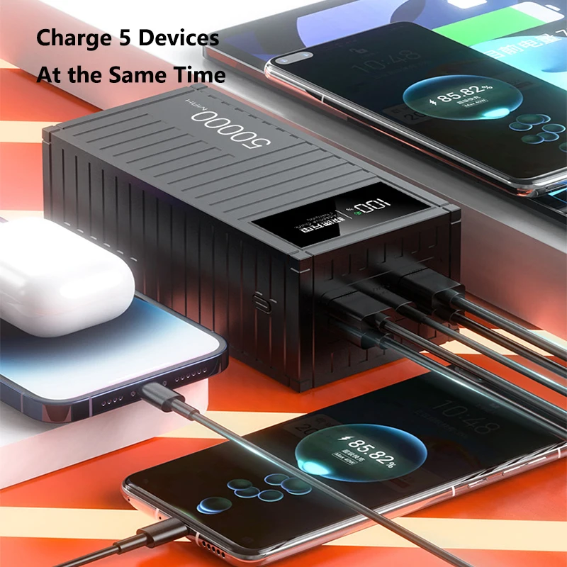 66 Вт сверхбыстрая зарядка Power Bank 50000 мАч Портативное зарядное устройство Внешний