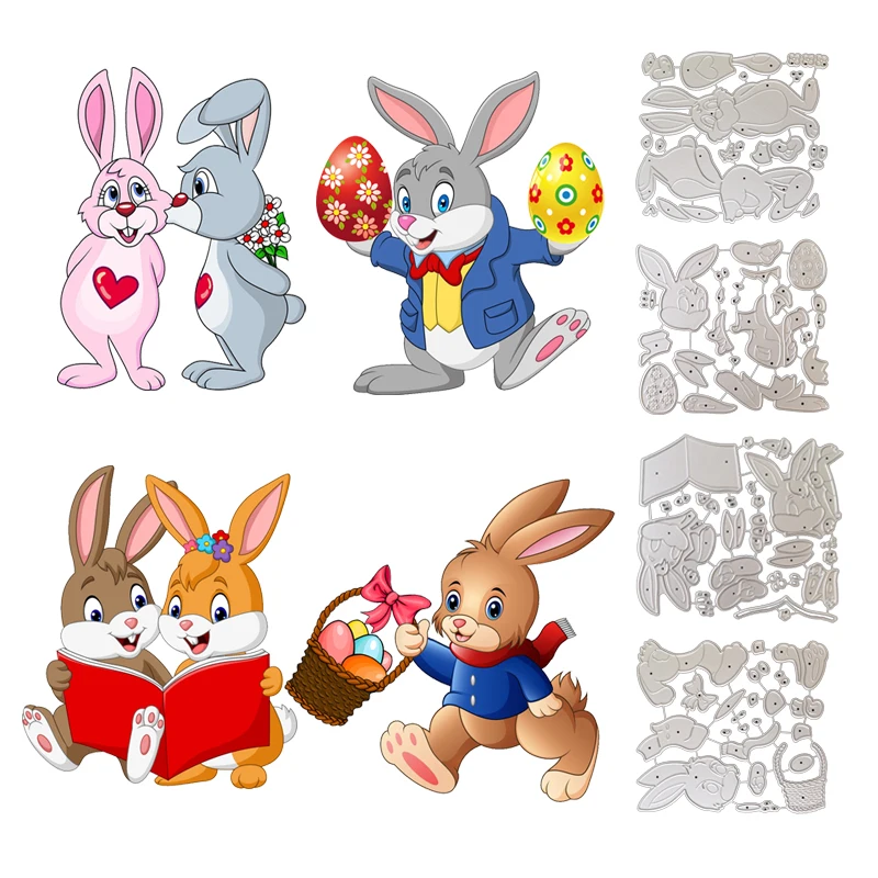 

4 Packs/lot New Metal Cutting Die Set Easter Bunny 4 Styles Stencils Handicrafts for Scrapbooking Album Embossing Paper Card