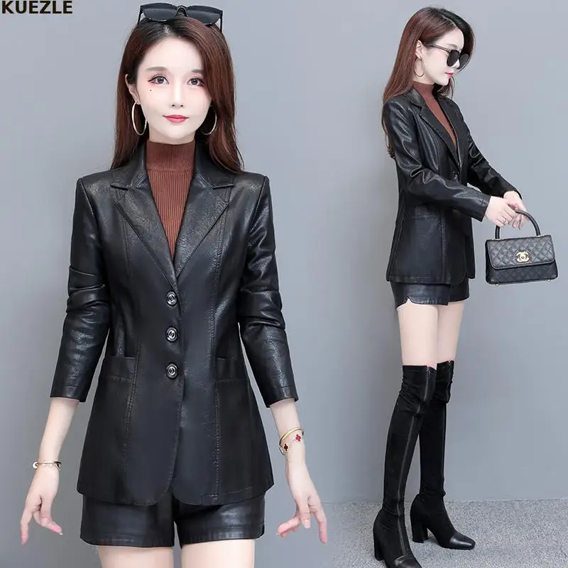 

Miss 2022 Autumn Women Pu Leather Jacket Girl Short Coat Female Black Punk Bomber Faux Leather Outwear Blazer lady spring tops