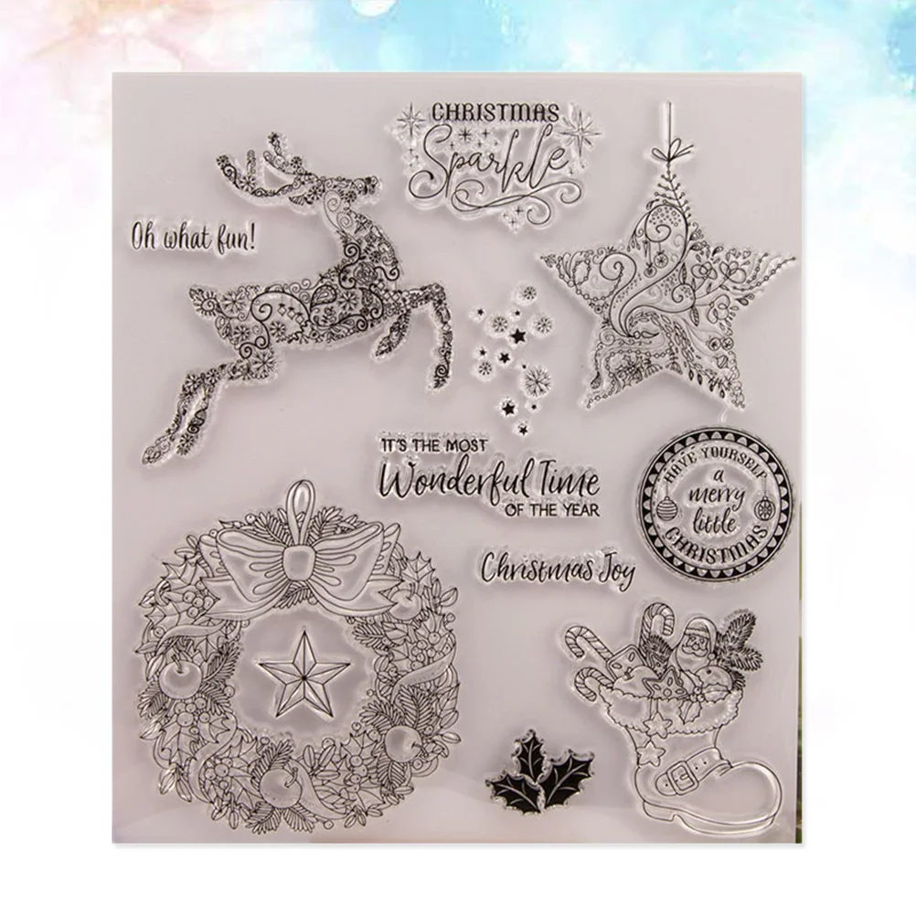 

Christmas Stamp Clear Siliconescrapbooking Scrapbookrubber Transparent Makingstamps Merry Diy Santa Jingle Reindeer Diary