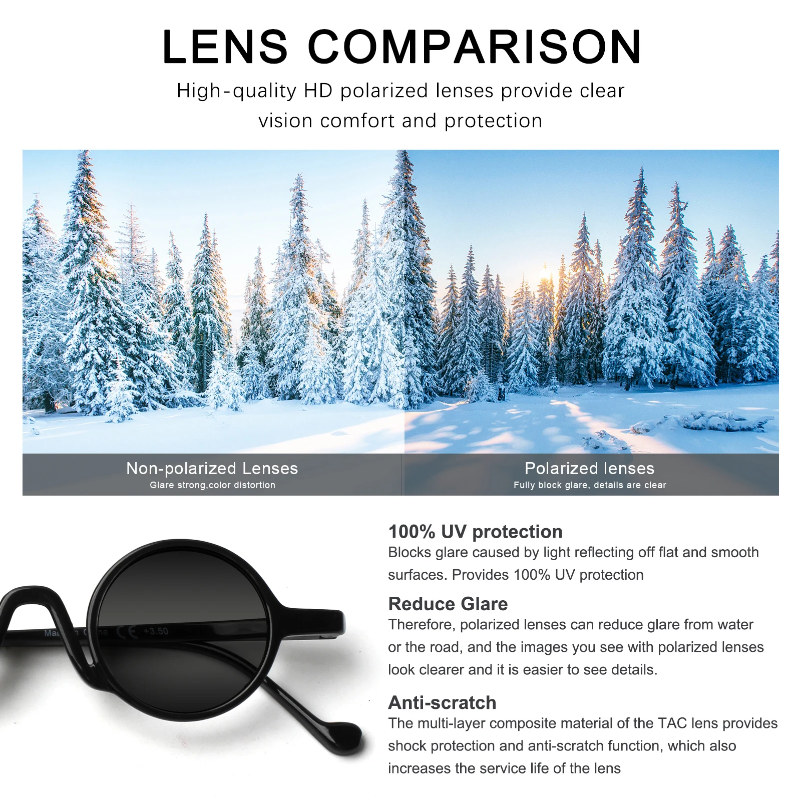 Круглые солнцезащитные очки в стиле ретро уличные для чтения с защитой от