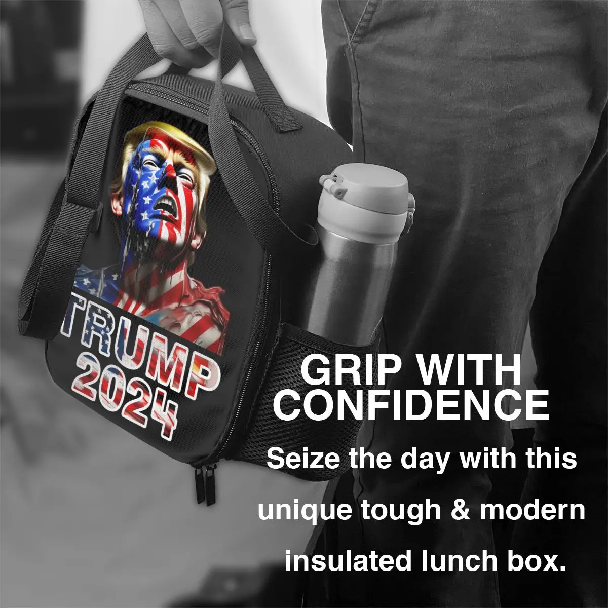 Изолированная сумка-тоут для ланча с флагом США 2024