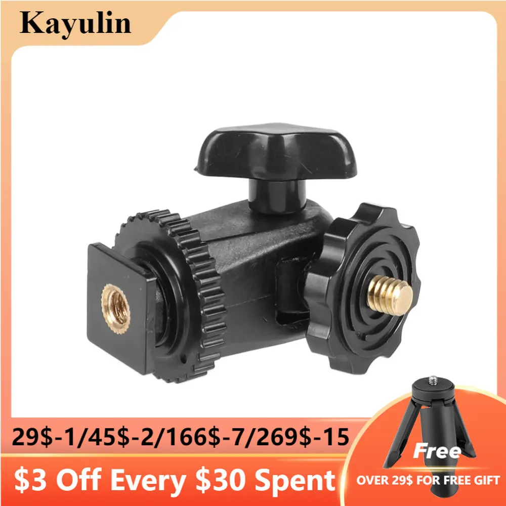

Kayulin 1/4 Hot Shoe Mount Mini Ball Head Flash Bracket Holder Screw with 1/4 Thread Hole for Camera Tripod Monitor flash light