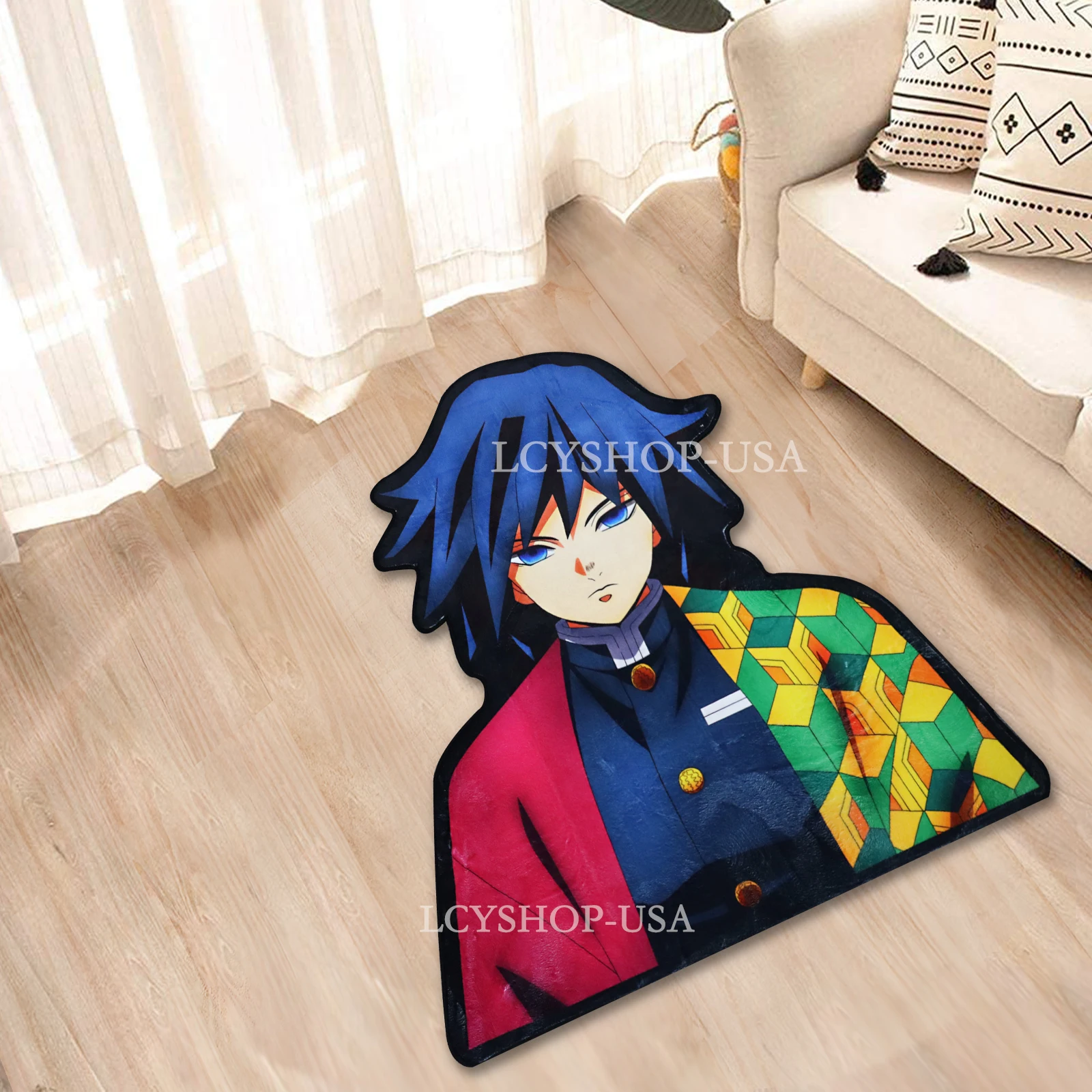 

Anime Demon Slayer Tomioka Giyuu Rugs Decorate Room Carpet Home Decor Mat Sofa Bedroom Bedside Non-Slip Rug Gift