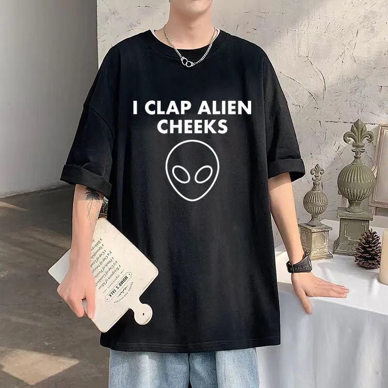 

Футболка унисекс с принтом «I Clap ALIEN CHEEKS Meme», 100% хлопок, забавная Мужская футболка большого размера, забавная Мужская и женская модная повседневная футболка