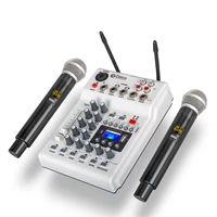 multi function conference wireless karaoke 4 channel uhf wireless microphone with mixer sound cards
