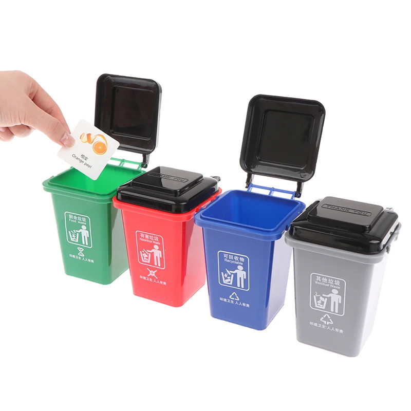 1set Kawaiii Mini Garbage Sorting Trash Can Toys For Children's Early Education Desktop Games Teaching