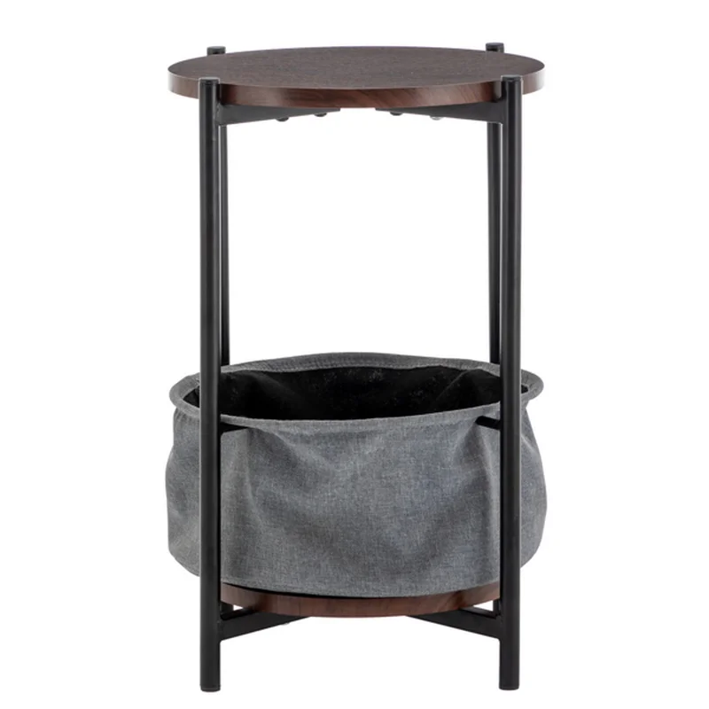 

Double-layer Round Tea Table with Storage, Gray
