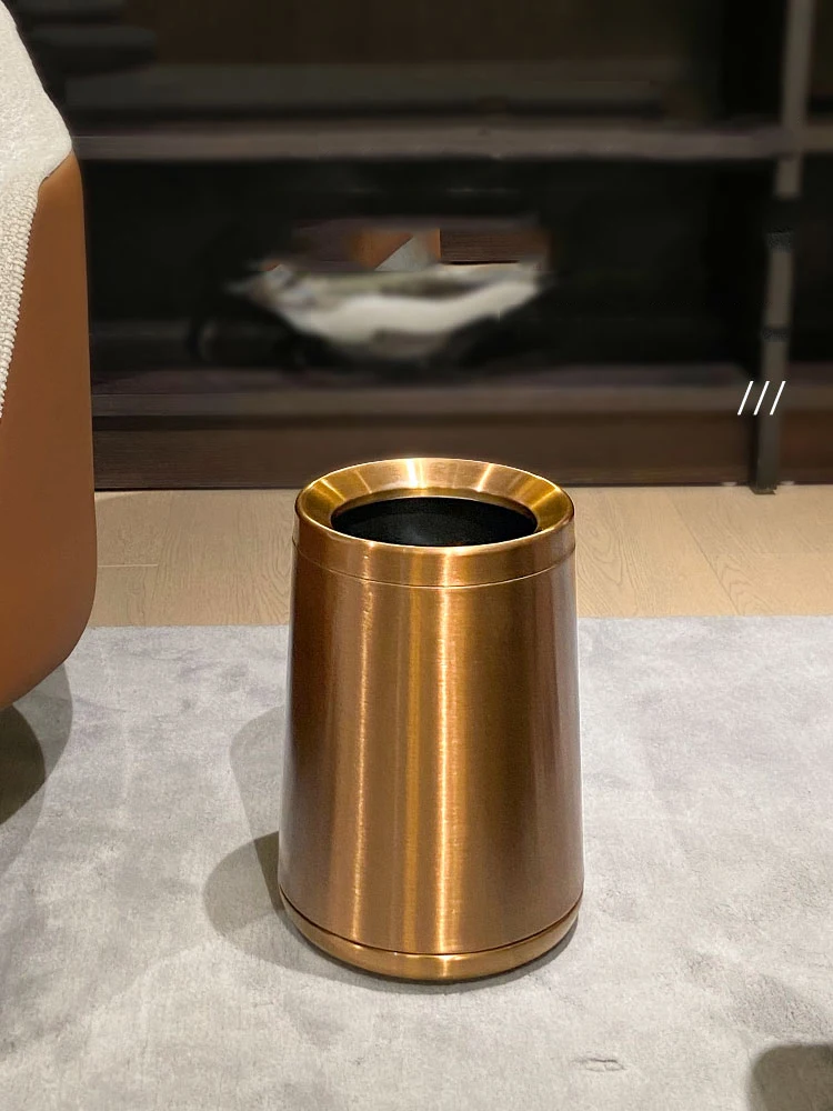 

Bathroom Round Trash Bin Gold Sorting Office Cleaning Stainless Steel Home Office Storage Trash Can Compost Papelera Waste Bins