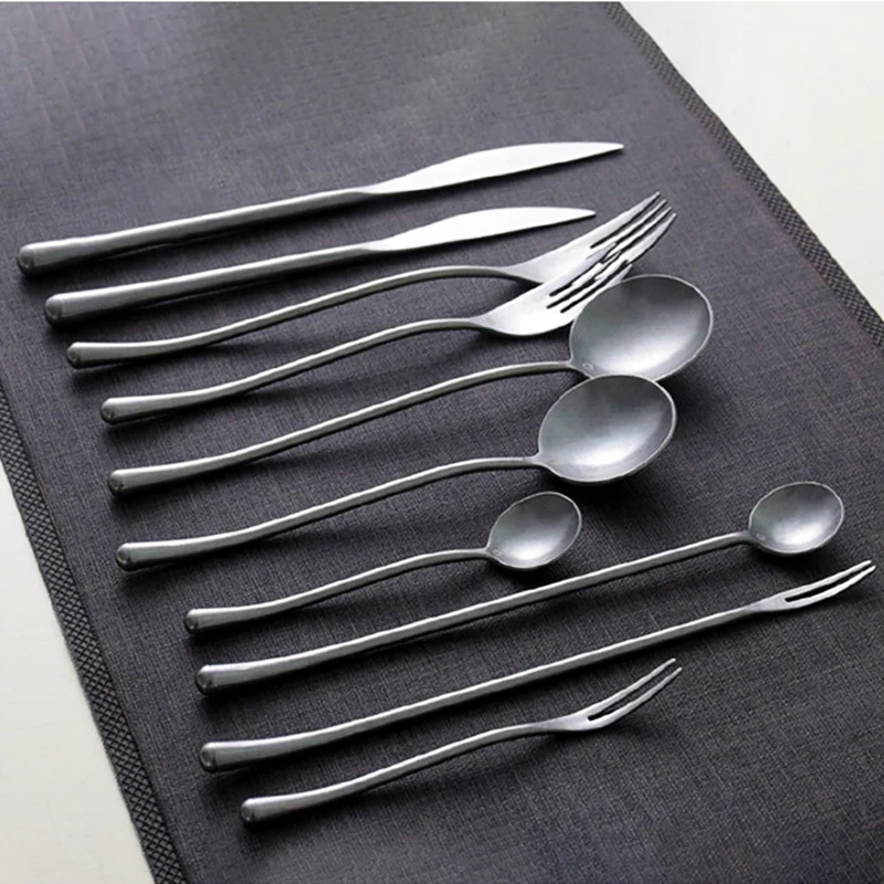 Retro 304 Stainless Steel Cutlery Set Western Dinner Knife Fork Spoon Vintage Special Forks Fruit Coffee Tea | Дом и сад