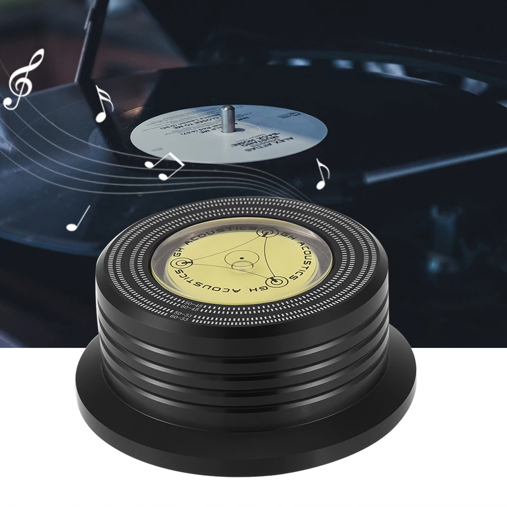 

50/ 60Hz Bubble Level Speed Detection Turntable LP Vinyl Disc Record Stabilizer ClampBlack Record Clamp
