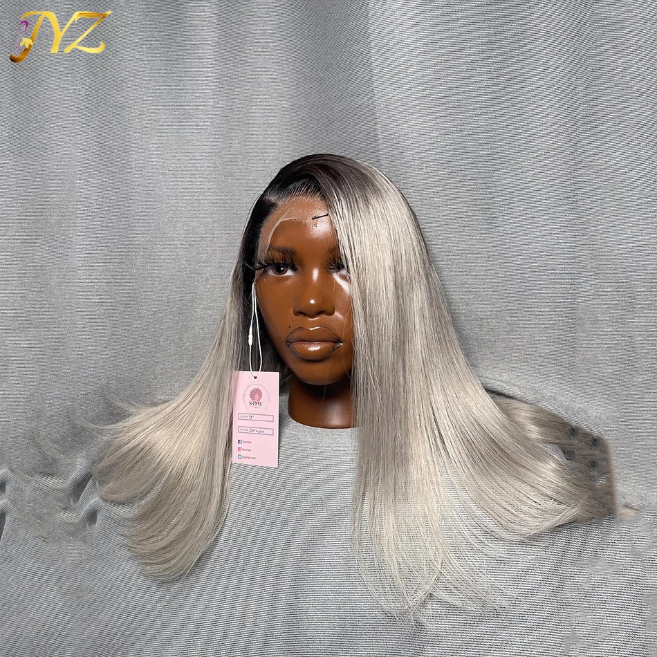 

13X4 Platinum Ash Blonde Straight Bob Lace Front Wig HD Transparent 613 Colored Cambodian Human Hair 4x4 Lace Closure Wigs JYZ