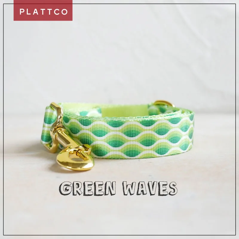 PLATTCO уникальный дизайн поводок для собак с принтом зеленых волн и