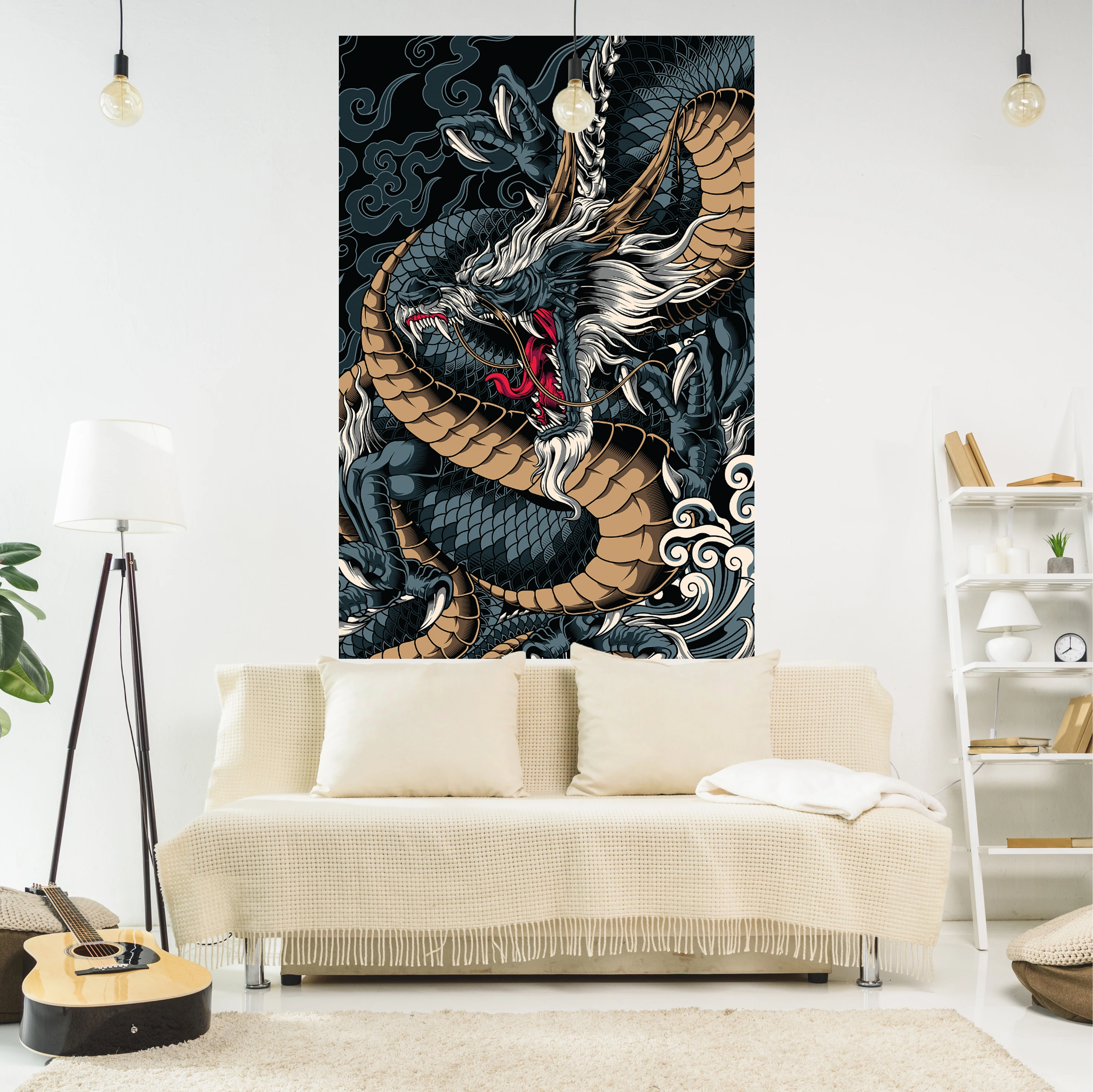 XxDeco Vintage Room Decor Tapestry Chinese Dragon Totem Printed Wall Hanging Carpets Bedroom Or Home For Decoration
