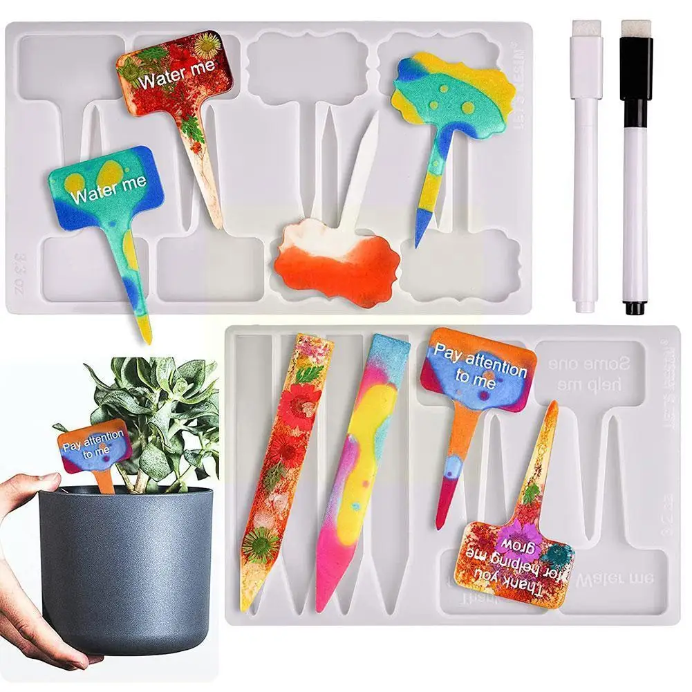

Plant Labels Uv Epoxy Resin Mold Handmade Garden Tags Labels Diy Garden Potted Mould Nursery Crafts Herbs Silicone Seed G9i1
