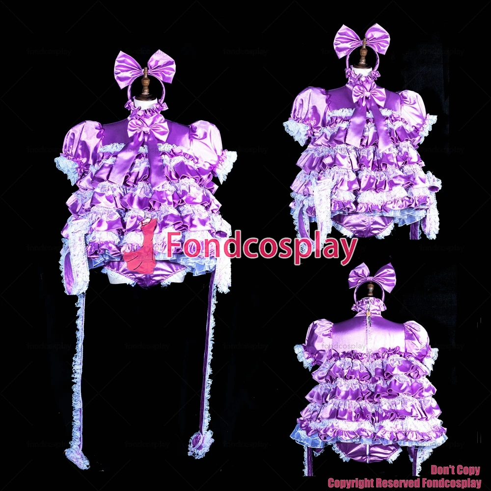 

tailor-made dressing cross maid sissy lockable baby satin dress purple jumpsuits rompers panties handcuffs tv/cd[g3846]
