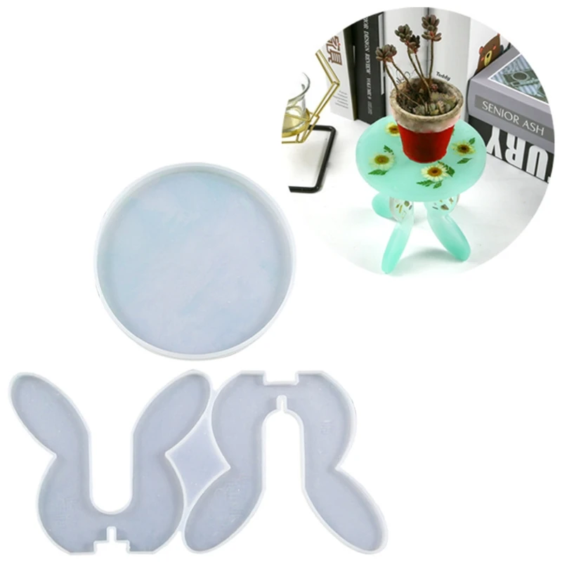 

1 Set Potted Plant Stand Crystal Epoxy Resin Mold Flowerpot Support Holder Silicone Mould DIY Crafts Decoration Tool