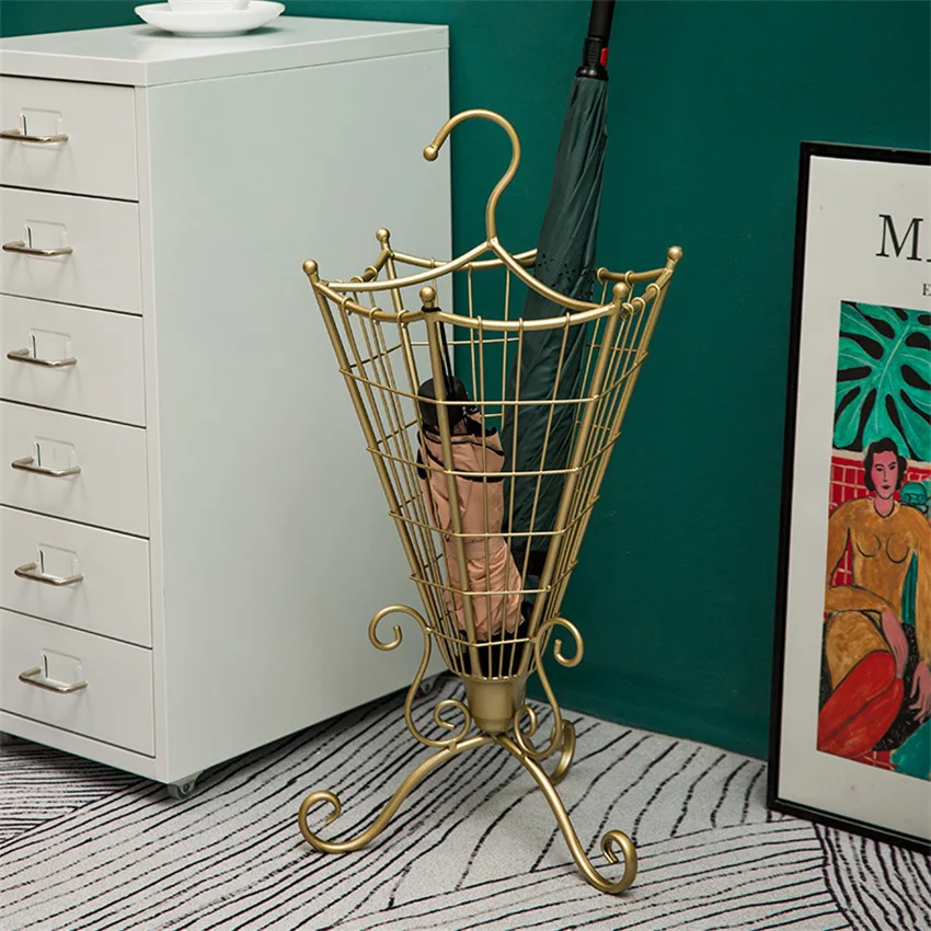 

Light Luxury Wrought Iron Umbrella Rack Modern Minimalist Iron Umbrella Stand Home Hotel Commercial Hanging Umbrella Rack