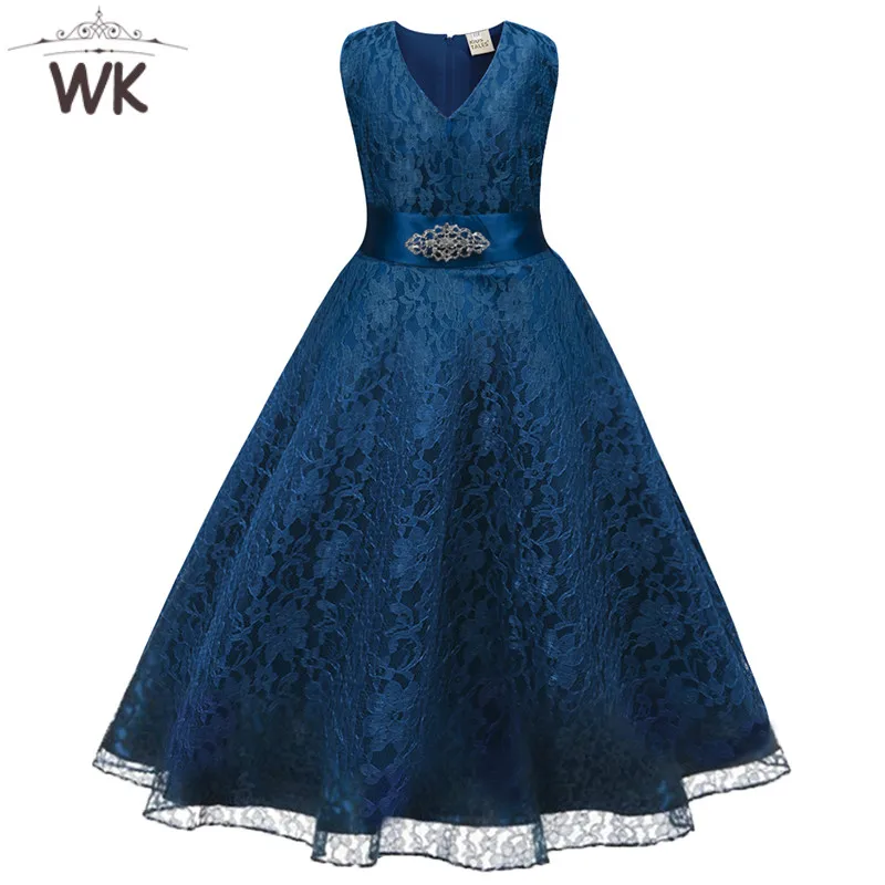 Детское кружевное платье без рукавов с цветочным рисунком | Повседневные платья