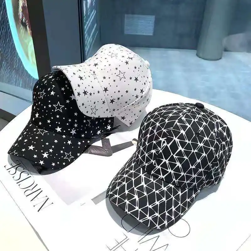 

Korean Fashion Caps Personality Niche Baseball Caps Men's Trendy Brand Women's Gypsophila Striped Sun Hat