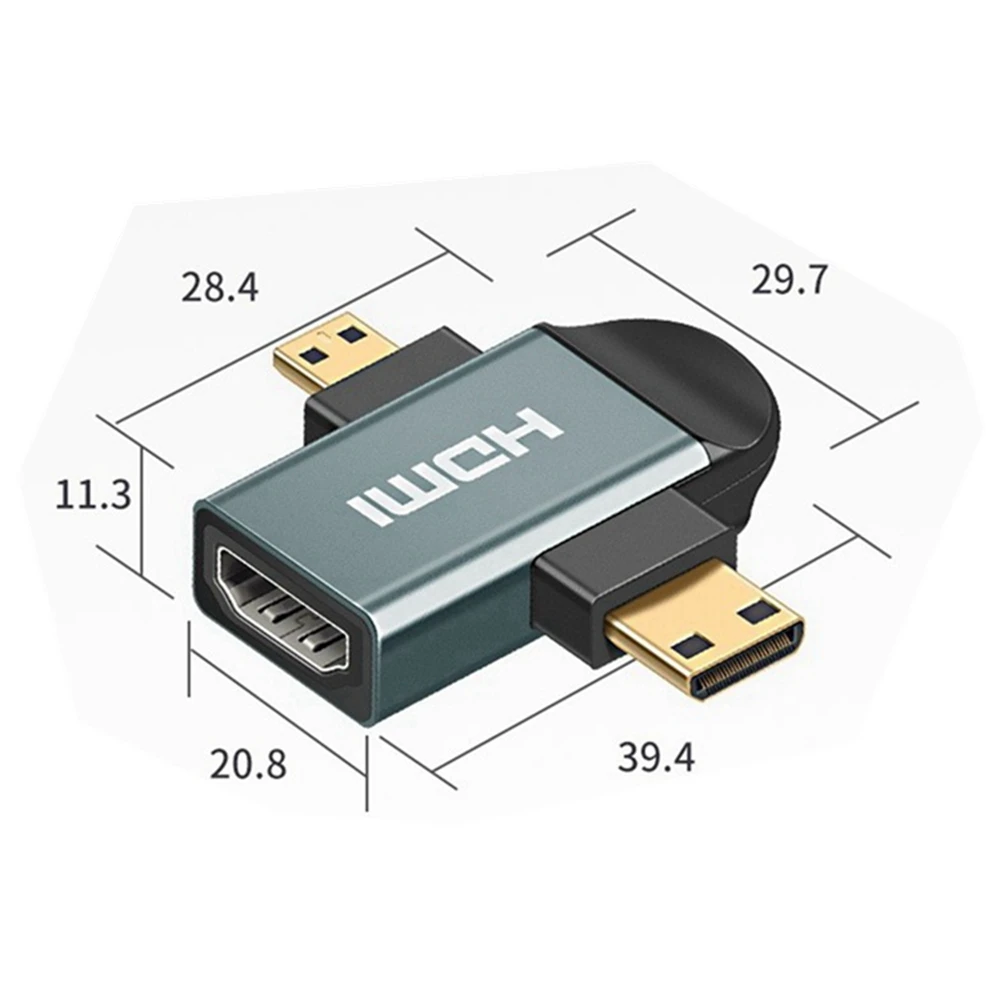 

HD HDMI-коннектор, маленький и большой микро мини HDMI корпус из алюминиевого сплава, два в одном адаптере