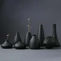 black ceramic small vase home decoration crafts tabletop ornament simplicity japanese style decoration hydroponic container