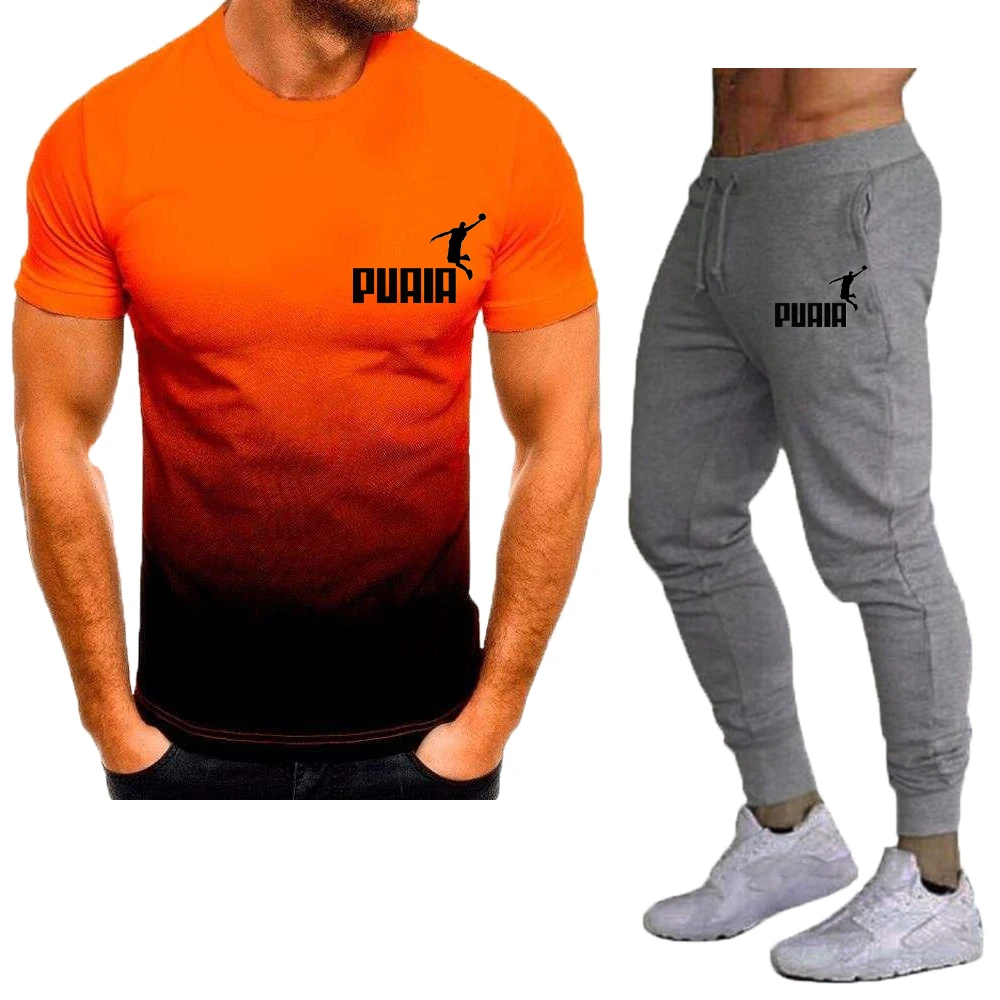 Summer Tracksuit Sets 2023 Casual Sport Suit T-shirt Tracksuit 2 Piece Set Sportswear Breathable O-neck Street Clothing Sets