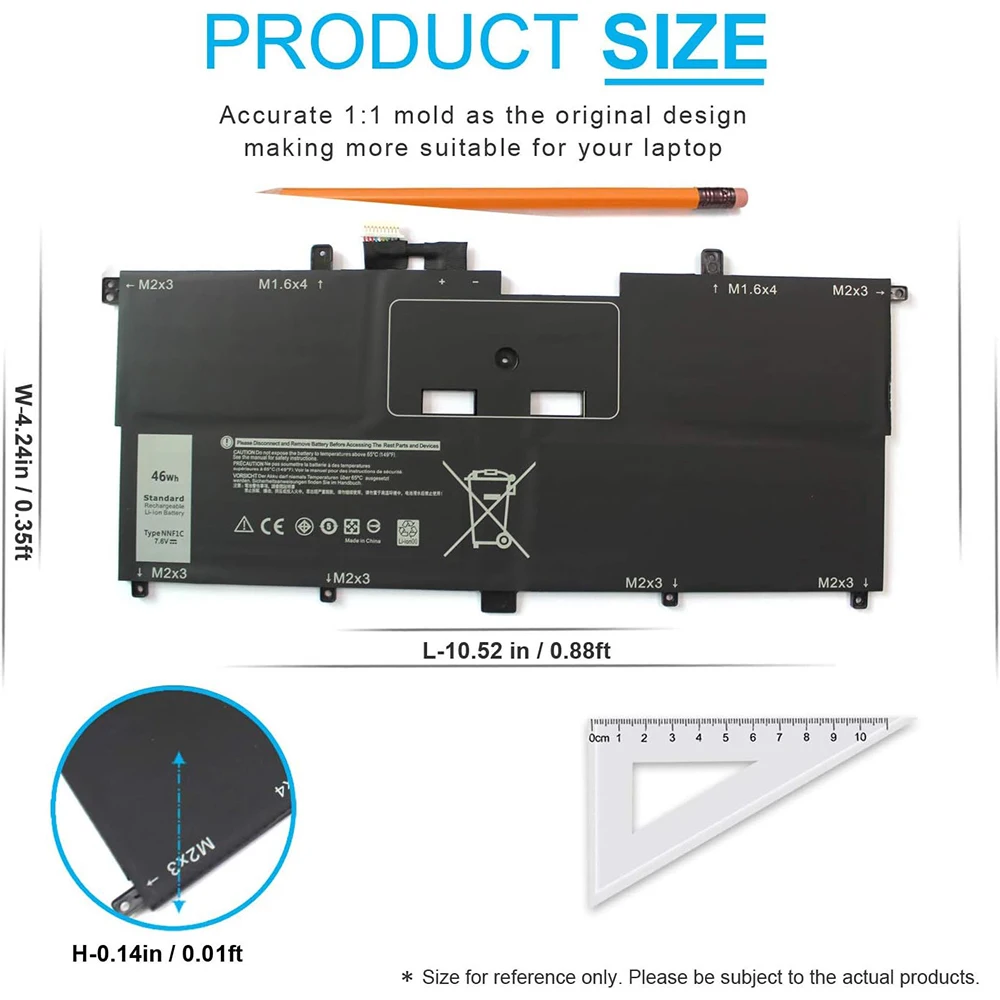 Фото Аккумулятор для ноутбука NNF1C 7.6V 46Wh для Dell XPS 13 2 в 1 9365 XPS 13 9365 2-in-1 2017 XPS 13-9365-D1605TS D1805TS D2805TS D3605TS №4