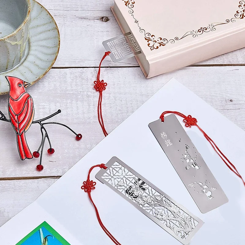 8 шт. пустотелых металлических закладок с красным узлом набор для чтения книг 4 5X1