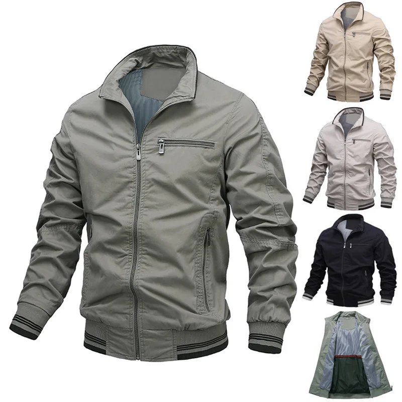 

Washing Cotton Bomber Jacket Men Fashion Casual Windbreaker Jacket Coat Men Spring Autumn New Hot Outwear Stand Slim Jacket Mens