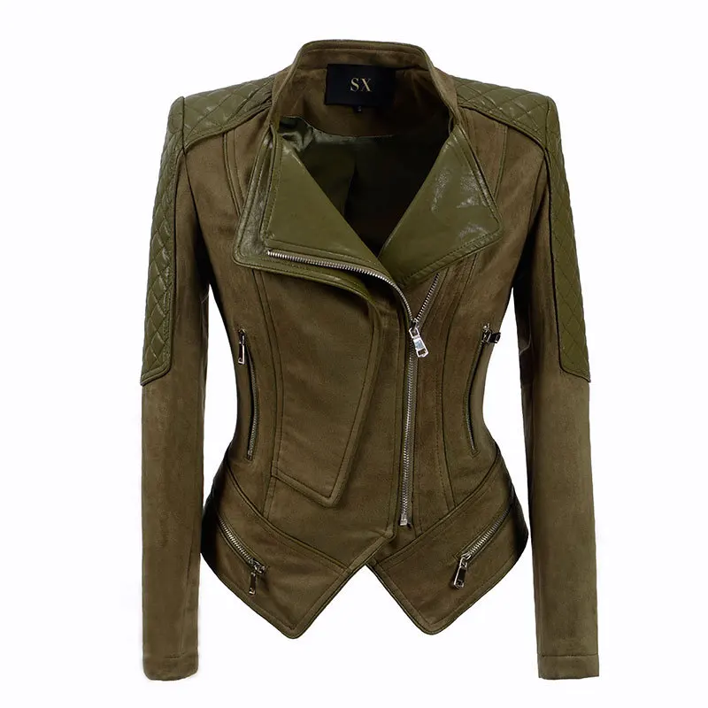 Women's Leather Jacket Slim Fit Short Handsome Motorcycle Leather Jacket Deer Fur Jacket Steam Punk Pu Artificial Leather Jacket