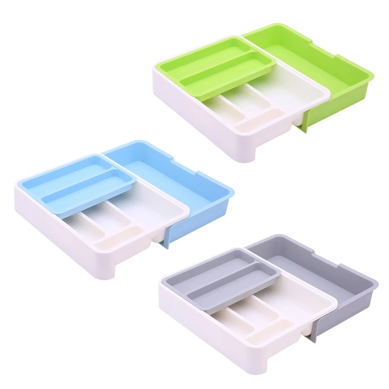 

Drawer Cutlery Tray Retractable Double Layer Extendable Tableware Organizer for Home Kitchen Multifunctional Utensils
