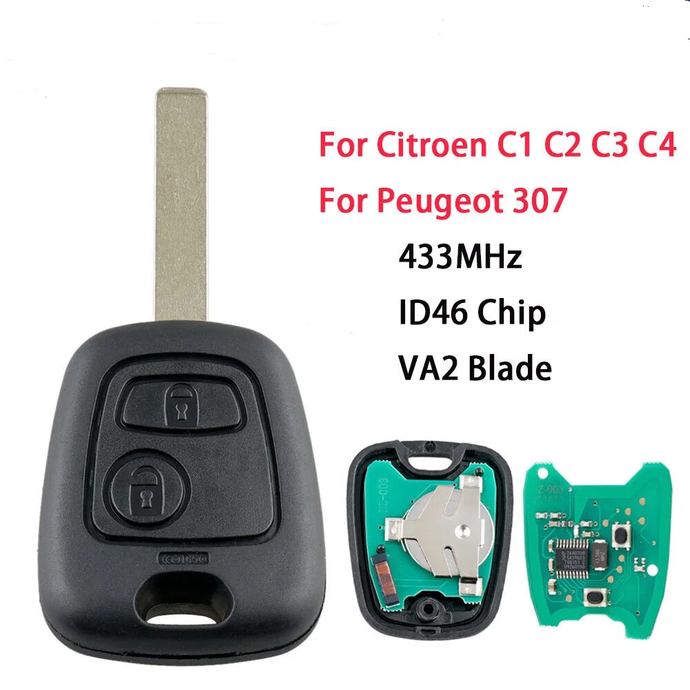 

2 кнопочный телефон, 433 МГц, чип ID46 для Peugeot 107, 207, 307, Citroen C1