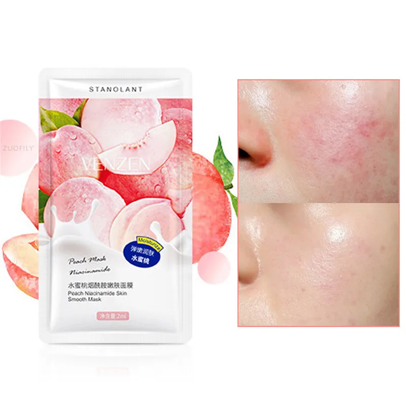 30pcs/box Peach Niacinamide Sleeping Mask Shrink Pore Brush Moisturizing Disposable Skin Care Improve Roughness | Красота и здоровье