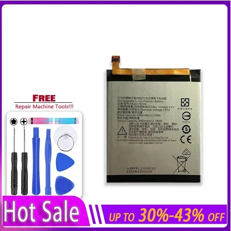Аккумулятор 3060 мАч HE353 HE344 HE345 для Nokia 6 2-го поколения 2018/Nokia 6.1 TA-1054 TA-1043 TA-1050 TA-1068 Bateria