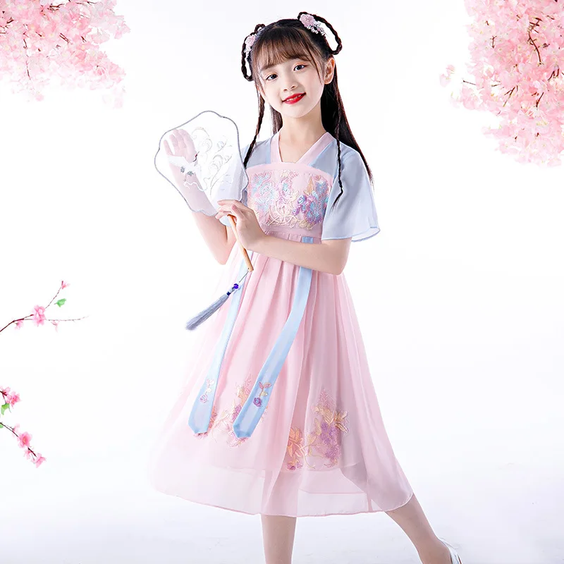 Новое Детское платье в китайском стиле с вышивкой старинном пушистый костюм