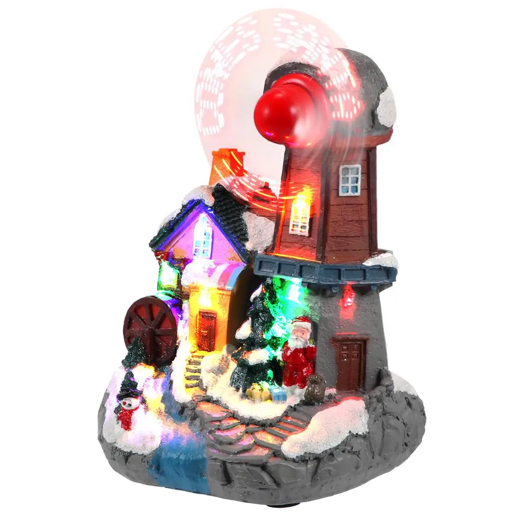 

Полимерный Рождественский ветряной дом с подсветкой, питание от батарейки/USB зарядка, Рождественская сцена, украшение для дома, Рождественс...