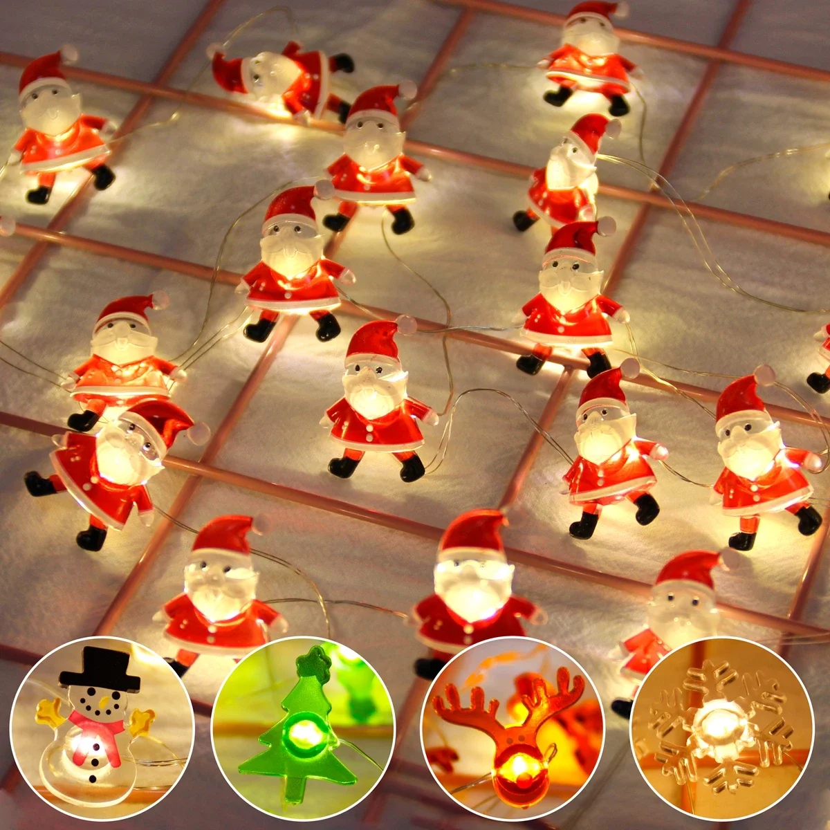 

2M 20LED Santa Claus Snowflake LED Light String Christmas Decoration For Home Xmas Tree Ornament 2022 Navidad Kids Gift New Year