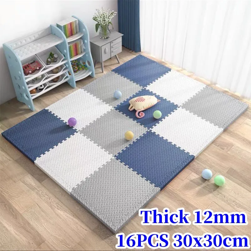 Foot Mats Tatame Playmat 16PCS Play Mats 30x30cm Game Mats Thick 1.2cm Baby Game Mat Play Mat Floor Mats Puzzle Mat Baby Playmat