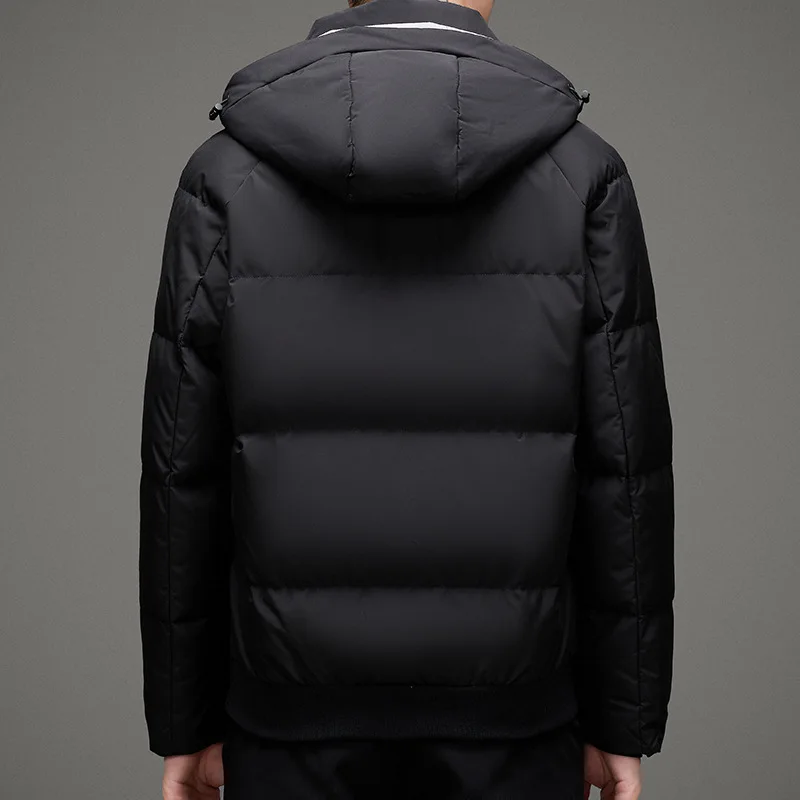 2023 New In Coats Winter Warm Men Fashion Hooded Coffee Down Jackets Male Casual Thicken 90% White Duck Down Parka Down Overcoat