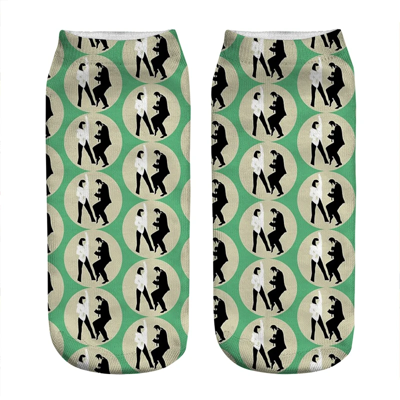 

Women's socks kawaii Funny Pulp Fiction green Printed Socks Woman harajuku Happy Funny Novelty cute girl gift Socks for women