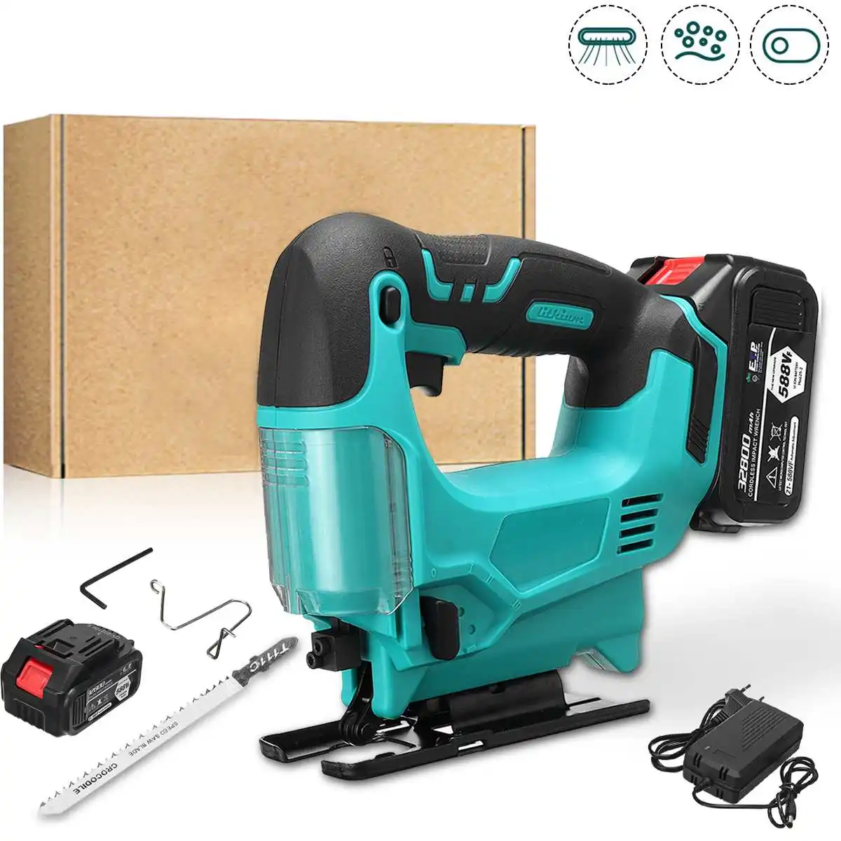 

3500r/min 588VF Cordless Jigsaw Electric Jig Saw 120mm Portable Multi-Function Woodworking Power Tool for Makita 18V Battery