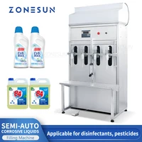 ZONESUN Filling Machine Corrosive Liquid ZS-YTCR4 Semi-automatic Bleach Toilet Cleaner Bottle Filler Corrosion Resistant Packing