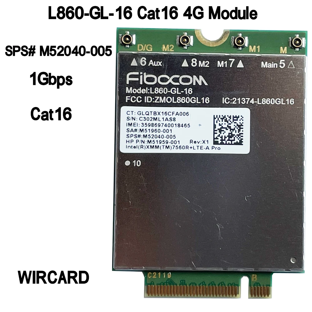 WIRCARD L860-GL-16 LTE CAT16 Module for 4G  L860-GL M52040-005 4G modem NGFF M.2 For HP Laptop