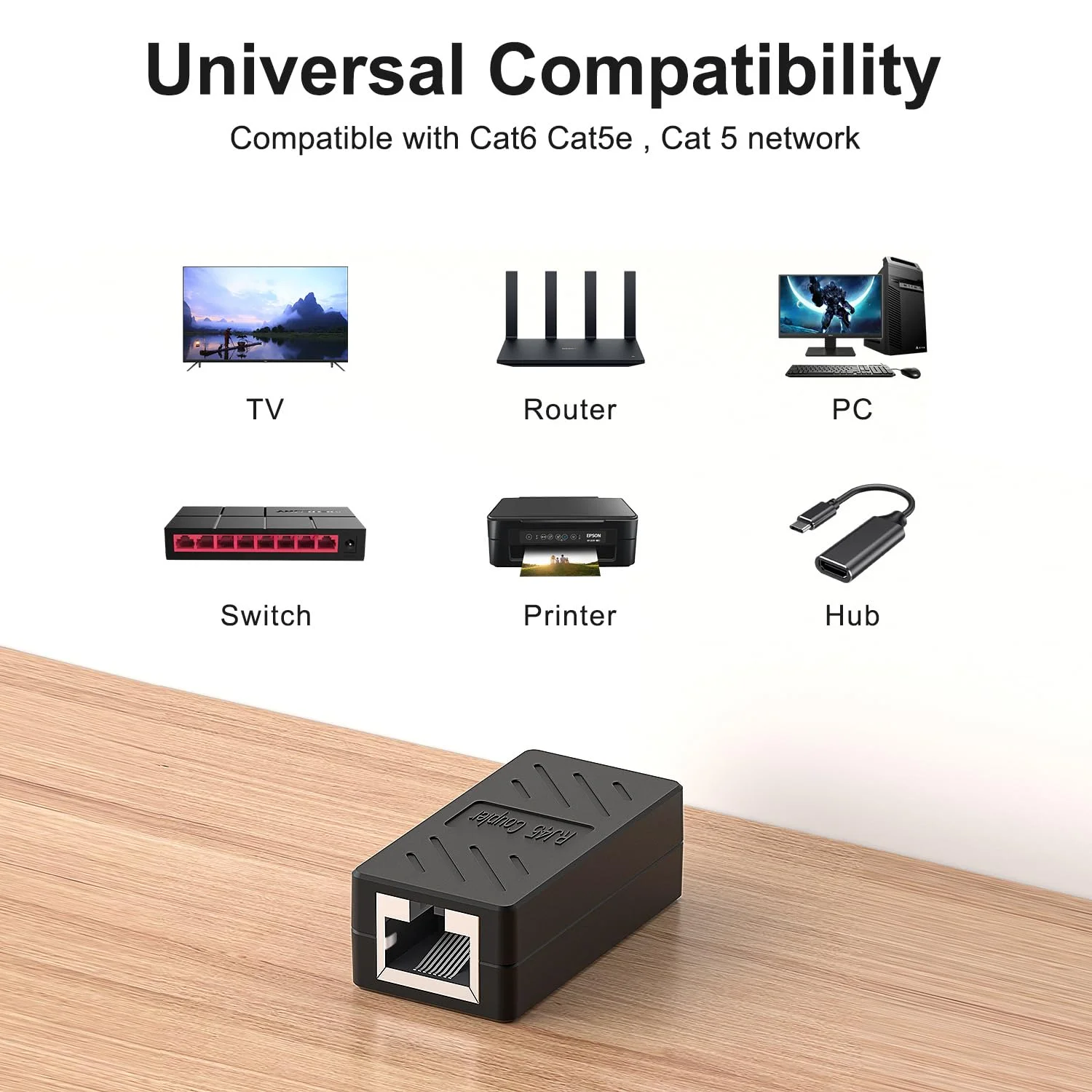 Сетевой соединитель ZoeRax Gigabit RJ45 (151030 шт.), удлинитель Ethernet Cat6Cat5eCat5, адаптер для кабеля Ethernet, разъем LAN (art.: 3920cf8c35b4e) - 3920cf8c35b4e