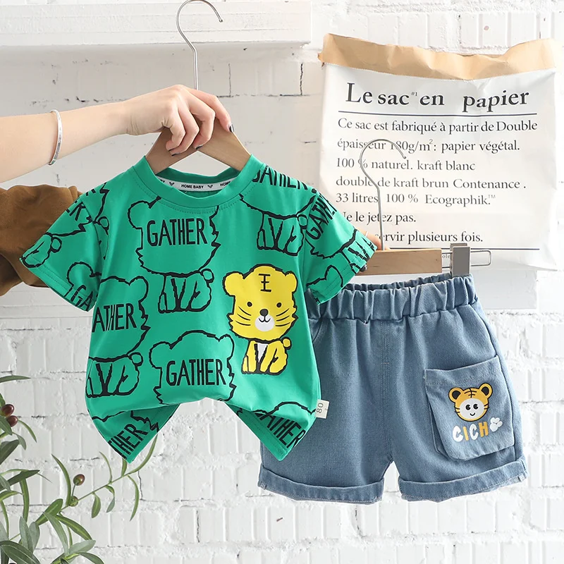 New Summer Baby Girls Clothes Suit Children Boys Casual Cartoon T-Shirt Shorts 2Pcs/Sets Toddler Fashion Costume Kids Tracksuits