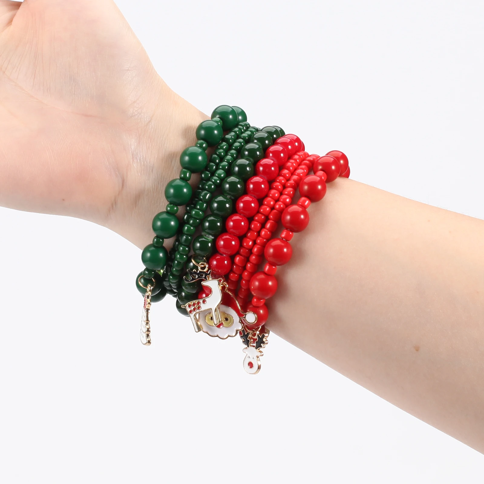 Рождественские браслеты колокольчик снежинка рождественская елка эластичный